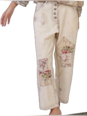 Women's Light Cream Patchwork Jeans